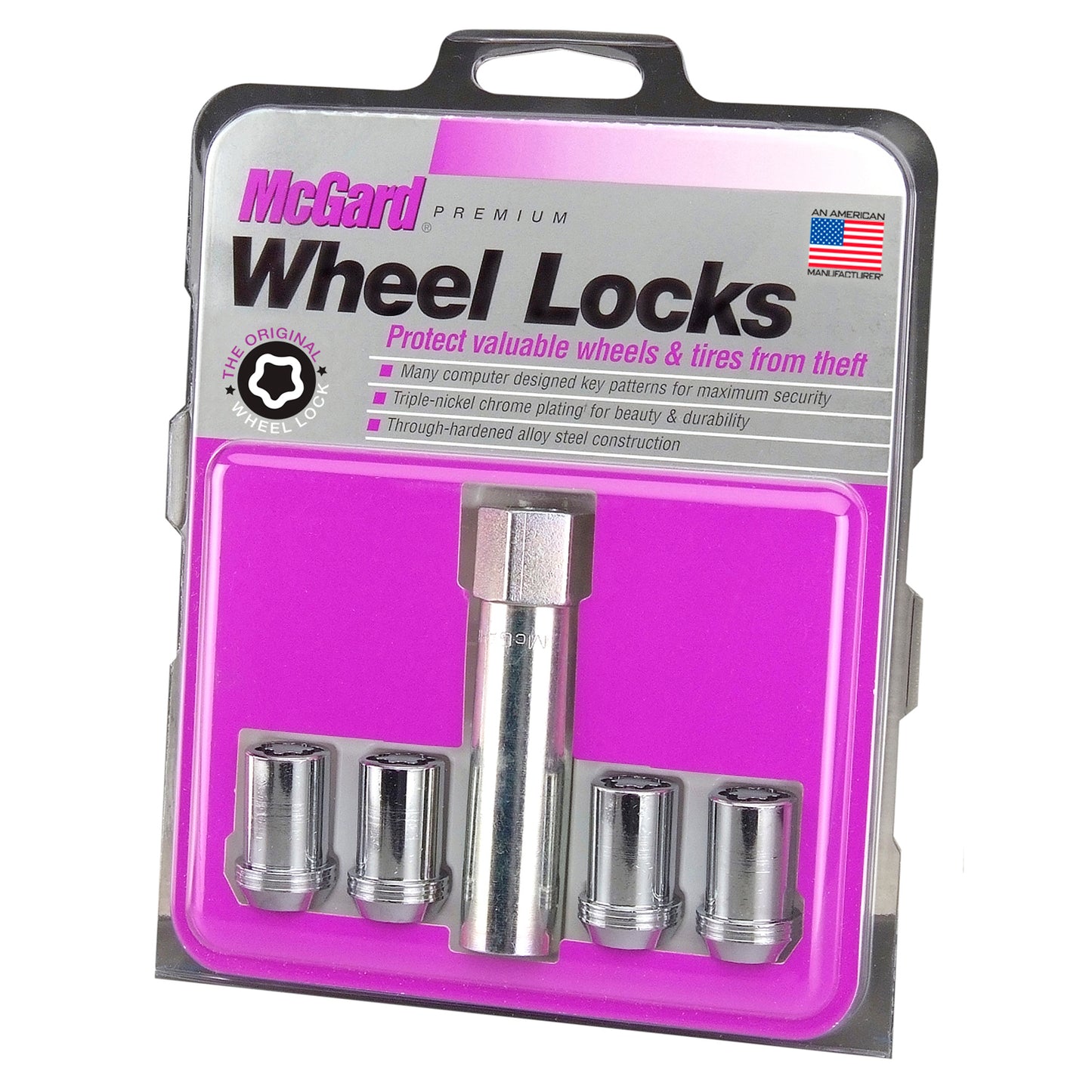McGard 25254. Chrome Tuner Style Cone Seat Wheel Lock Set (M12 x 1.25 Thread Size)
