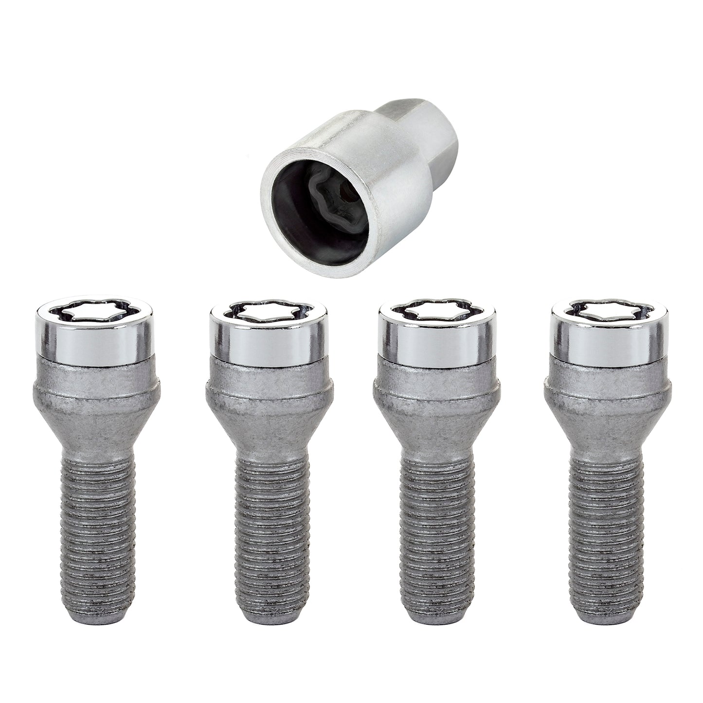 McGard 27181. Chrome Bolt Style Cone Seat Wheel Lock Set (M14 x 1.5)