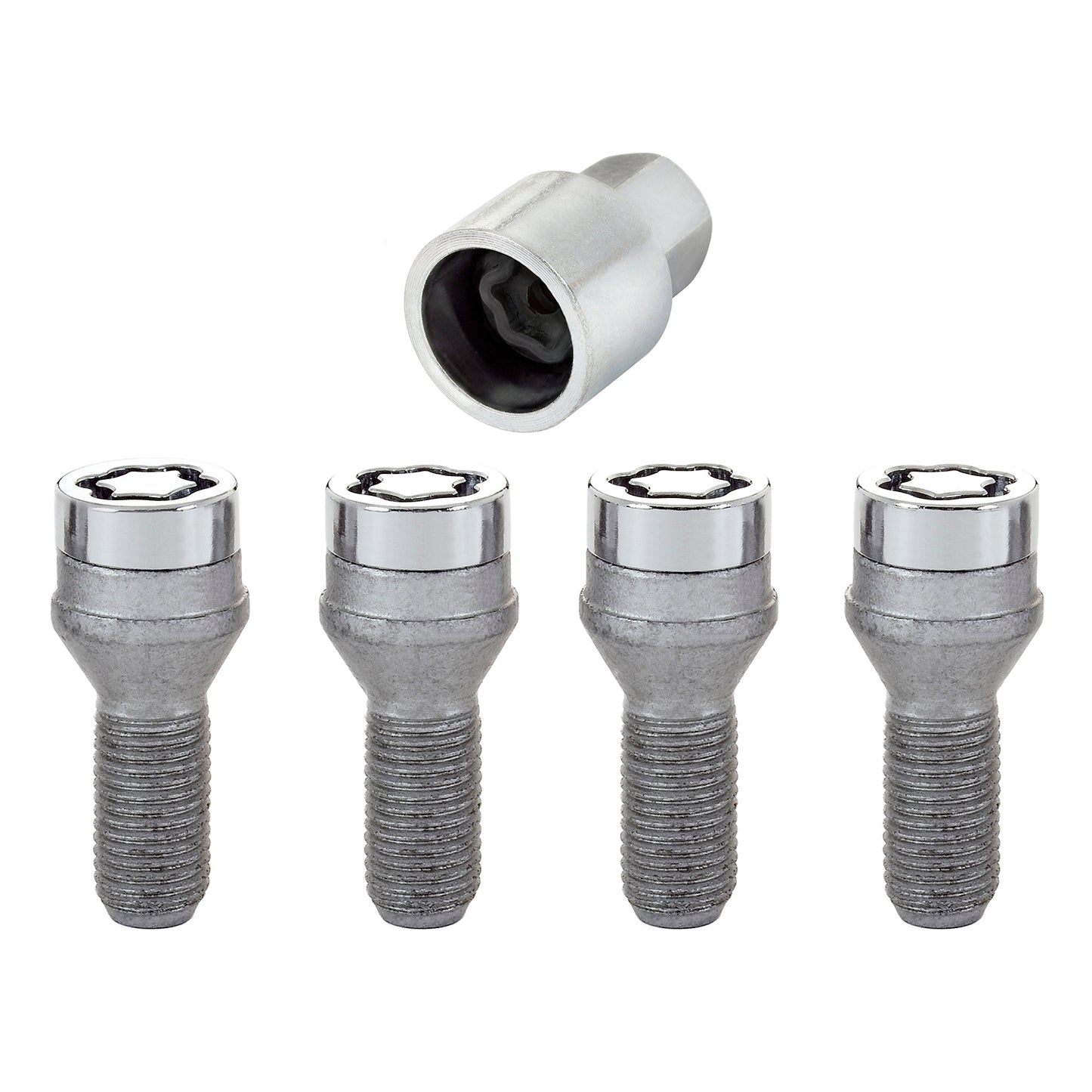 McGard 27226. Chrome Bolt Style Cone Seat Wheel Lock Set (M14 x 1.25 Thread Size)