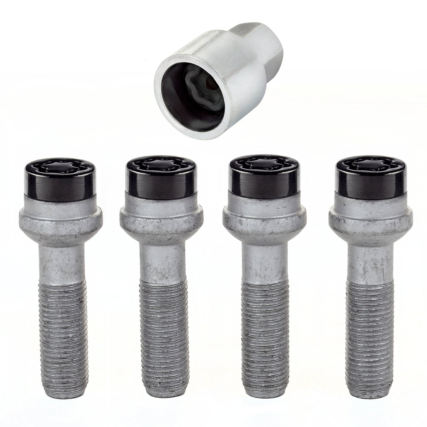 McGard 28317. Black Bolt Style Radius Seat Lock Set (M14 x 1.5 Thread Size)