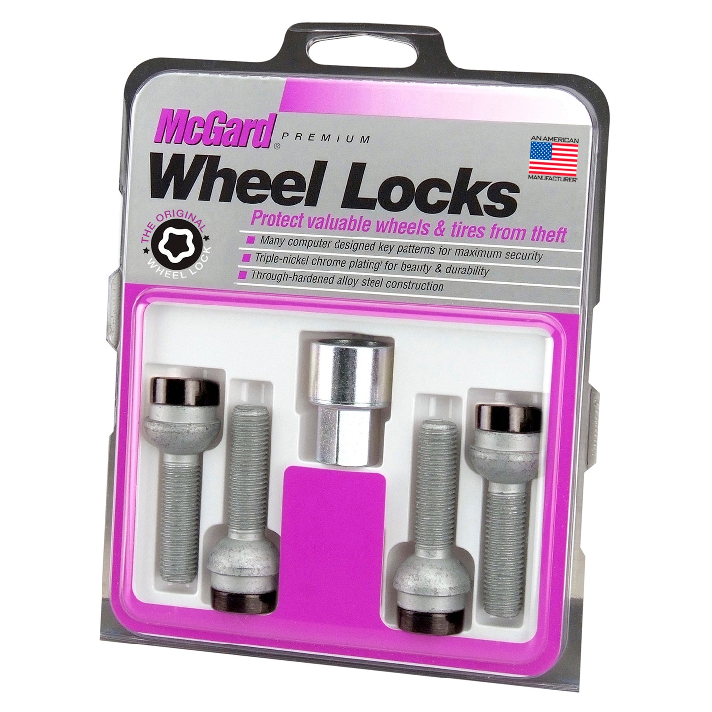 McGard 28317. Black Bolt Style Radius Seat Lock Set (M14 x 1.5 Thread Size)