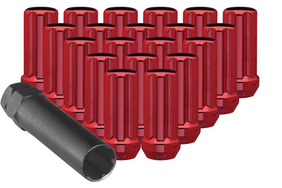 Large Red Spline Drive Lug Nuts with Key.