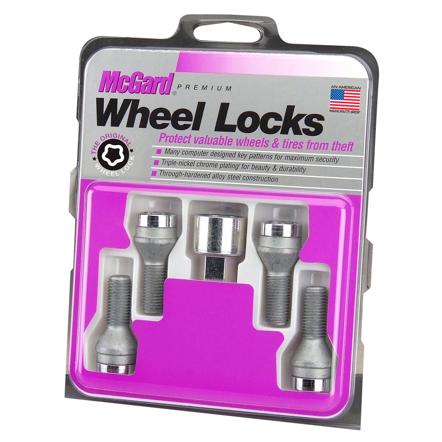 McGard 27179. Chrome Bolt Style Cone Seat Wheel Lock Set (M12 x 1.5)