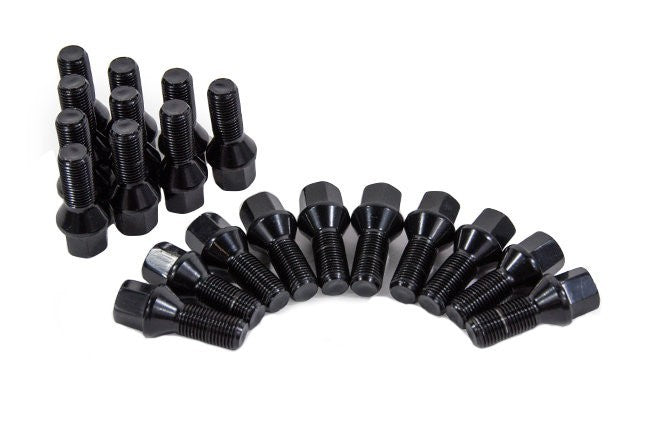 Black Cone Seat Lug Bolts. 17mm Hex